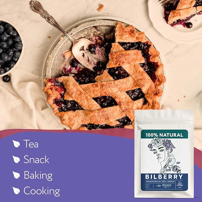 Wild Bilberry Dried Fruits (4 oz.) – Bilberry Tea - Superfood berries -Whortleberry (Vaccinium myrtillus) - Antioxidant, Immunity, Heart Health - Bloomnest