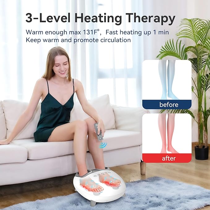 COMFIER Shiatsu Foot Massager with Heat, Kneading and Vibration Heated Foot Feet Massager for Neuropathy Plantar Fasciitis, Ideal Gift for Mom Dad Elder-Home Office Use - Bloomnest