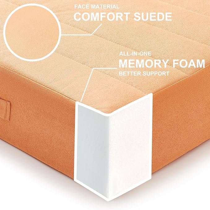 2 Pcs High Density Foam Floor Pillow - Upgraded Large Pillows Seating for Adults - Outdoor Floor Cushion with Soft Tufted Cover - Yoga Pillows for Sitting On Floor - 22 Inch Orange - Bloomnest