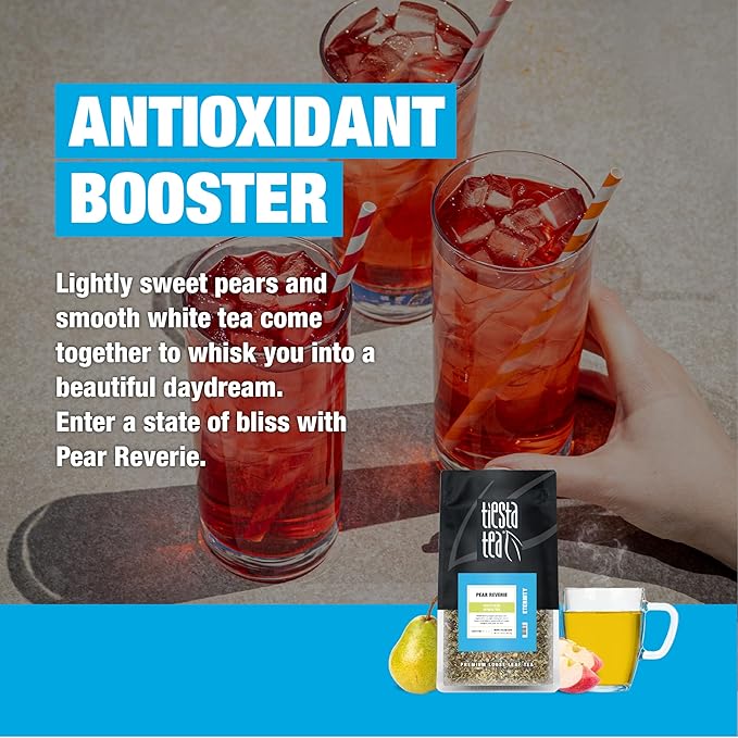 Tiesta Tea - Pear Reverie Tea, Loose Leaf, White Pear Herbal Tea, Premium Low Caffeine Tea Blend, Make Hot or Iced & Up to 200 Cups, 16 oz Resealable Bulk Pouch - Bloomnest