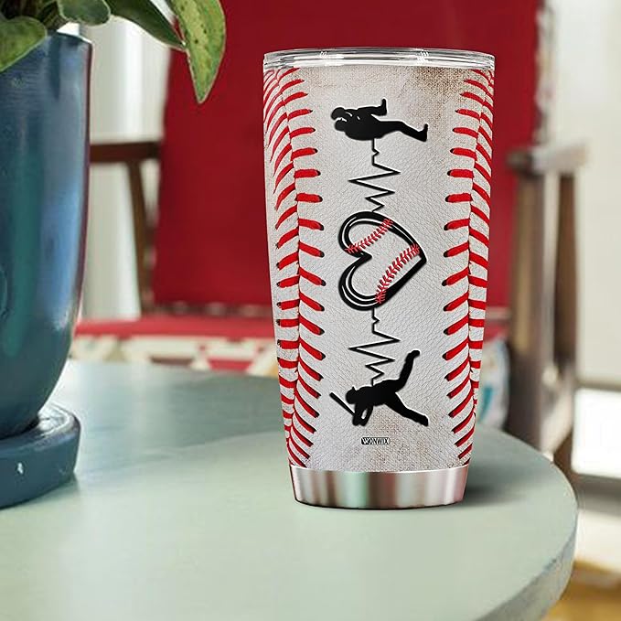 Personalized Baseball Tumbler Gifts 20oz Travel Cup Coffee Mug Stainless Steel Insulated with Lid Gift for Men Women Sports Lovers Baseball Fan Players Coach - Bloomnest