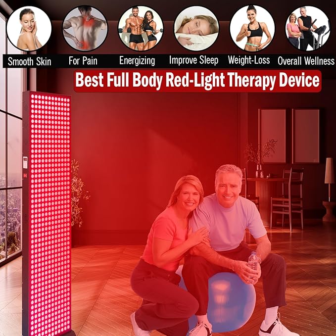 Red Light Therapy Device for Full Body, 630nm, 660nm, 810nm & 850nm, Near Infrared Dual-Chip Clinical Grade LED Panel for Smooth Skin, Weight & Pain Management and Overall Wellness (3000-Watt 600-LED) EXESAS