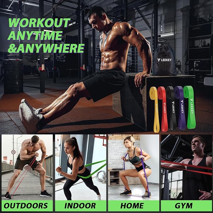 LEEKEY Resistance Bands Set for Pull-Up Assistance & Full-Body Training, Multi-Level Exercise Bands with Bag for Home Workouts, Physical Therapy, Strength Training (Men/Women) - Bloomnest