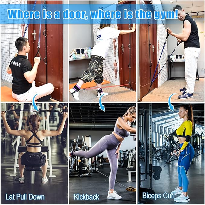 Brebebe Door Anchor Strap for Resistance Bands Exercises, Multi Point Anchor Gym Attachment for Home Fitness, Portable Door Band Resistance Workout Equipment, Easy to Install, Punch-Free, Nail-Free - Bloomnest