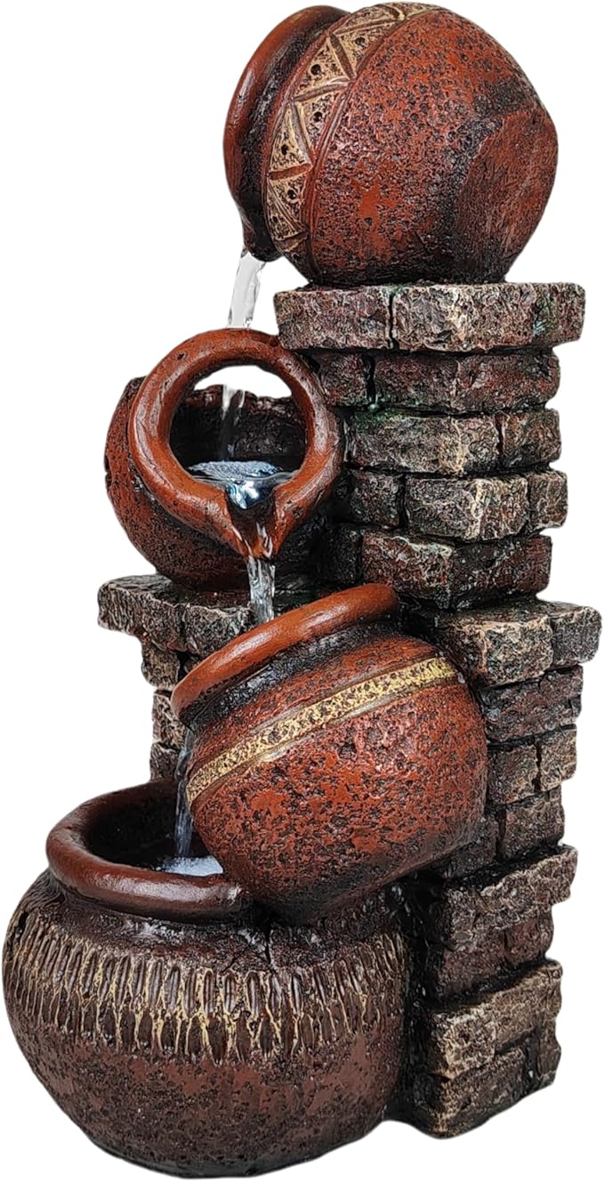 Indoor Desktop Fountain with Led Light - Layered Rock Waterfall Fountain, 13.77 x 5.9 x 5.9 inches, Silent Tabletop Water Feature Decor for Relaxation - Bloomnest