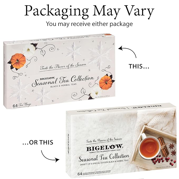 Bigelow Tea Seasonal Tea Collection, Caffeine Tea Variety Pack Gift Sampler, Holiday Tea Gift Set, 64 Count Box (Pack of 1), 64 Tea Bags Total - Bloomnest