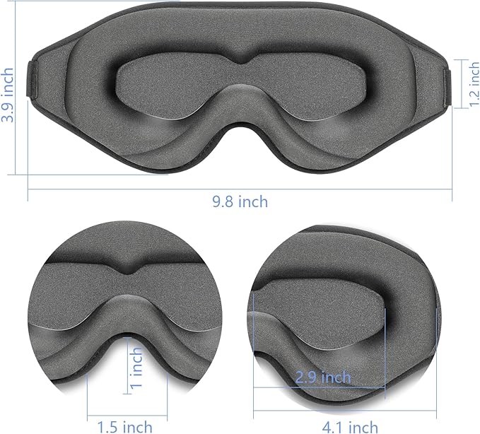 Sleep Mask 3D Eye Mask for Sleeping 100% Light Blocking Eye Covers with Adjustable Strap Night Blindfold for Women Memory Foam Gray - Bloomnest