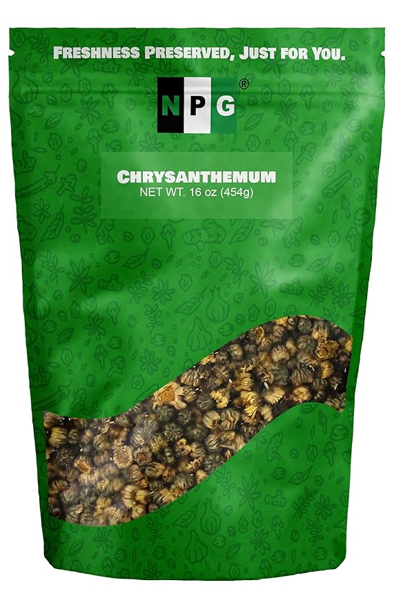 NPG Chrysanthemum Bud Tea 16 Oz, Premium Dried Chinese Tai Ju Flowers, Juhua Herbal Tea, Caffeine-Free, Non-GMO Loose Leaf with Floral Fragrance, Sweet and Refreshing Flavor for Relaxation - Bloomnest