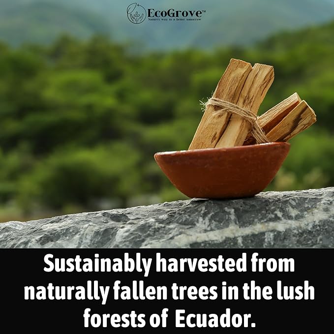 Palo Santo Sticks Bulk – 15 Pack Premium Palo Santo Stick from Ecuador | Authentic Palo Santo Wood Stick & Incense for Smudging, Meditation, Cleansing | Sustainable Palosanto EcoGrove