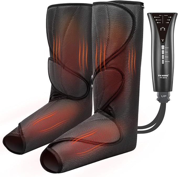 FIT KING Air Compression Leg and Foot Massager with Heat for Circulation and Pain Relief Helpful for Swollen Legs Edema RLS - Great Gift for Women Parents Friends - Bloomnest