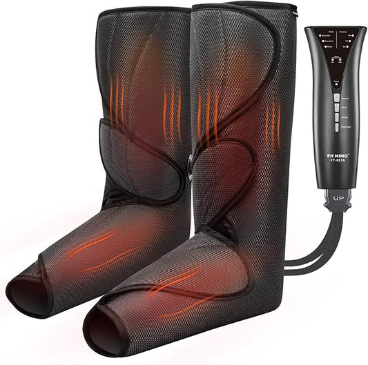 FIT KING Air Compression Leg and Foot Massager with Heat for Circulation and Pain Relief Helpful for Swollen Legs Edema RLS - Great Gift for Women Parents Friends - Bloomnest