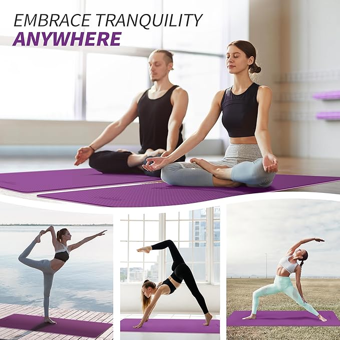 CAMBIVO Yoga Mat for Women Men Kids, 1/3 & 1/4 & 2/5 Inch Extra Thick Yoga Mat Non Slip, 72" x 24" TPE Yoga Mats, Workout Mat with Carrying Strap for Yoga, Pilates and Floor Exercises - Bloomnest