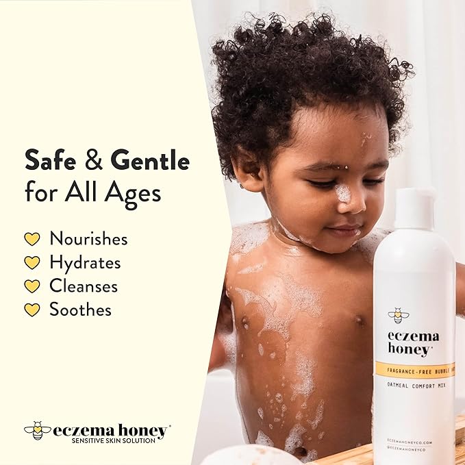 ECZEMA HONEY Fragrance-Free Oatmeal Comfort Bubble Bath - Sensitive Skin Body Wash & Bath Soak - Moisturizing Bath Products - Nourishing Bubble Bath for Women, Men, & Kids (12 Oz) - Bloomnest