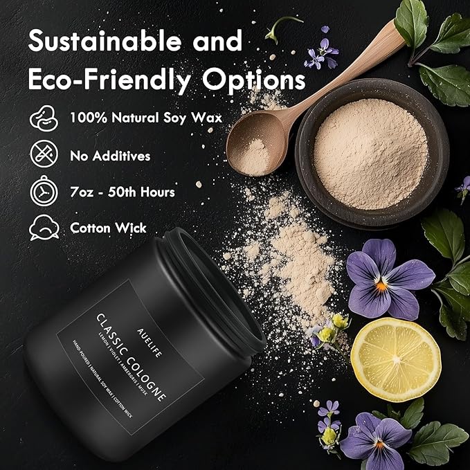 Classic Cologne Candle | Candles for Men - Men's Cologne Scent, Gifts for Men - Soy Candles for Home Scented, Aromatherapy Candle Home Fragrance Decor - 7oz Black Jar, Long Lasting - Bloomnest