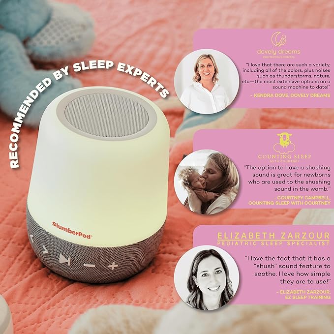 SlumberPod SlumberCalm 2-in-1 Sound Machine with Light for Kids | Baby Sleep Soother | White Noise Machine Baby | Nature Sounds | 8 Night Light Colors | Sound Machine | Rechargeable - Bloomnest