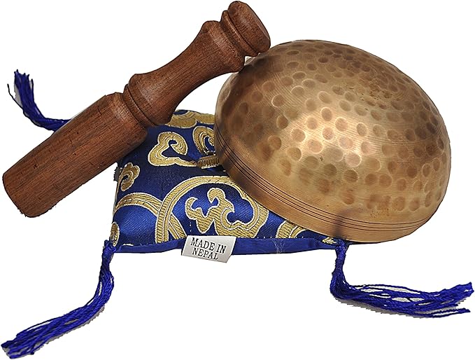 Nepalese Hand Hammered Tibetan Meditation Yoga Singing Bowl Set - with Traditional Design Fridge Magnet Dharma+Store