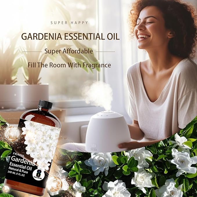 Gardenia Essential Oil, Gardenia Oil 8 Fl Oz 240ML for Diffuser Humidifier Yoga Cleaning DIY Candle Soap Making Perfume Gift for Women Essential Oils - Bloomnest