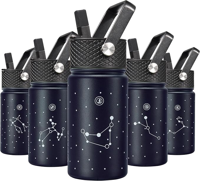 BJPKPK Water Bottle with Straw Lid, 15 oz Insulated Water Bottle, Stainless Steel Metal Water Bottles, Reusable Leak Proof BPA Free Thermo, Flask, Cups,Constellation-Capricornus - Bloomnest