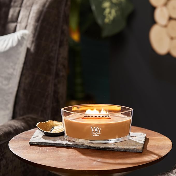 WoodWick Santal Myrrh Scented, Ellipse Candle, Crackles as it Burns, Up to 50 hrs Burn time, Perfect for Gifting, 16oz - Bloomnest