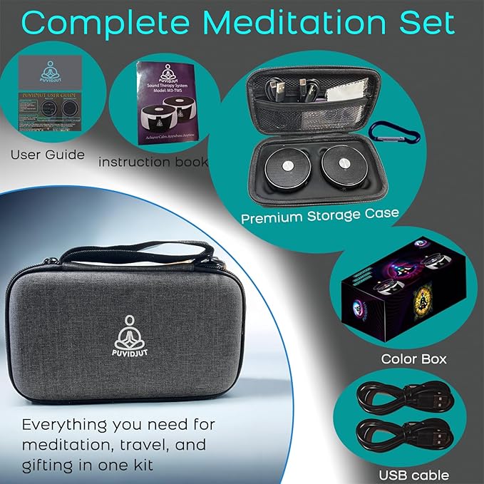Sound Frequency Instruments, Meditation Tone TWS Machine- Solfeggio Bath Device for Yoga, Mindfulness, Singing Therapy System of Chakra Relaxation and Stress 5 Tones, 3 Timer Modes PUVIDJUTMEDITATIONMACHINE