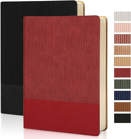 Lined Journal Notebook for Work College Ruled Note Book 5.79"x8.27" A5 PU Leather Daily Journaling 216 Pages for Women Men Writing Home School Supplies Business (BlackRed) - Bloomnest