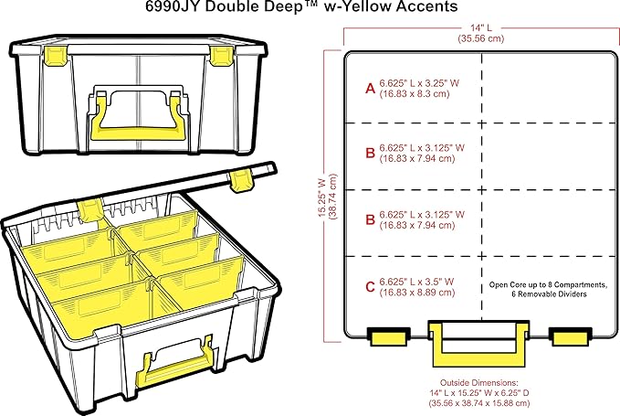 ArtBin 6990JY Super Satchel Double Deep Compartment Box - Art Storage with 8 Removable Compartments, Smart Closure for Craft Supplies (Yellow- Pack of 1) - Bloomnest