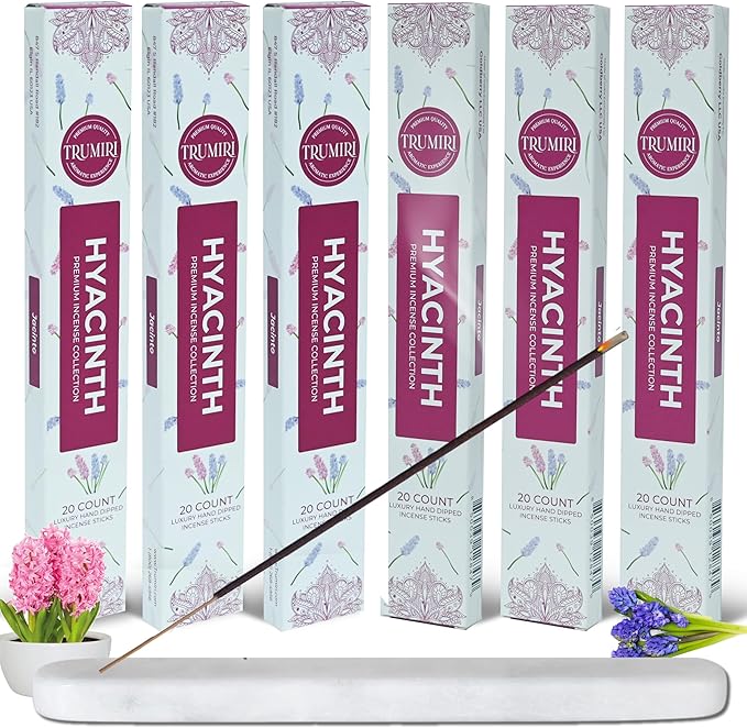 Hyacinth Incense Sticks - Total 120 Insence-Sticks - 6 Packs of 20 Insense - Inciensos - Inscents - Natural Non Toxic Ingredients - Incents - Incence - Inscense - Insents TRUMIRI
