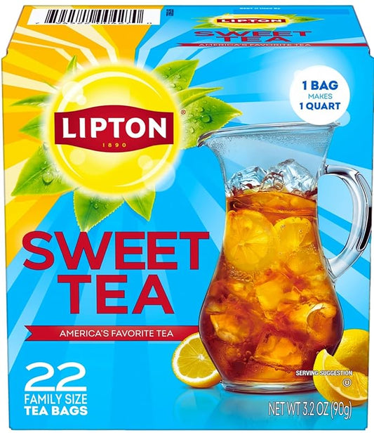 Lipton Southern Sweet Tea Iced Tea Drink Mix 22 Family Size Tea Bags 90.7g Box - Bloomnest
