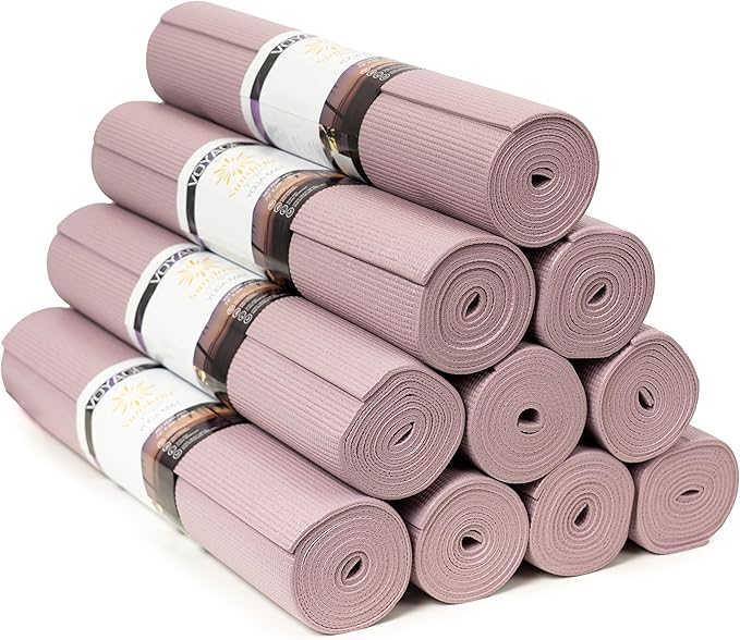 Sunshine Yoga Voyage Yoga Mat, 10 Pack, 72" x 24" Professional Studio and Gym Bulk Yoga Mats, 5mm Thick, Durable, Anti-Tear, Non Slip Fitness and Exercise Mats