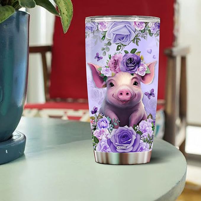 Personalized Pig Tumbler Customized Name Pigs Mugs Gifts For Women Funny Gift Coffee Mug Water Bottle 20oz Valentine For Girls Birthday Christmas Insulated Stainless Steel Cup With Lid - Bloomnest