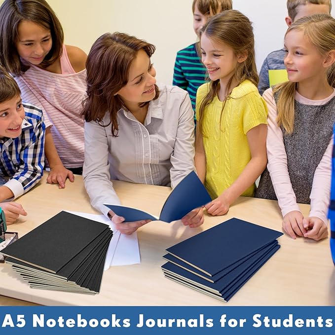 Mimorou 100 Pcs Journals Notebooks Bulk - Kraft Softcover A5 Small Notebooks 5.5 Inch x 8.3 Inch Notepads with 60 Page 30 Sheet for Writing Sketch Travel Office Supplies(Black, Navy,Lined) - Bloomnest