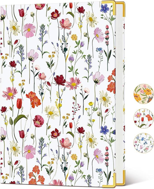 Lined Journal Notebook for Women, A5 Hardcover Leather Journaling Notebooks for Writing, 200 Pages Travel Journal, College Ruled Notebook for Work School, Note Taking 5.75'' X 8.38'' Garden Floral - Bloomnest