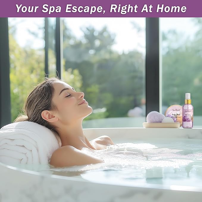 Bath Spa Gift Sets - Luxury Basket With Honey & Lavender - Spa Kit Includes Wash, Bubble Bath, Lotion, Bath Salts, Body Scrub, Body Spray, Shower Puff, Bathbombs, Soap and Towel - Bloomnest