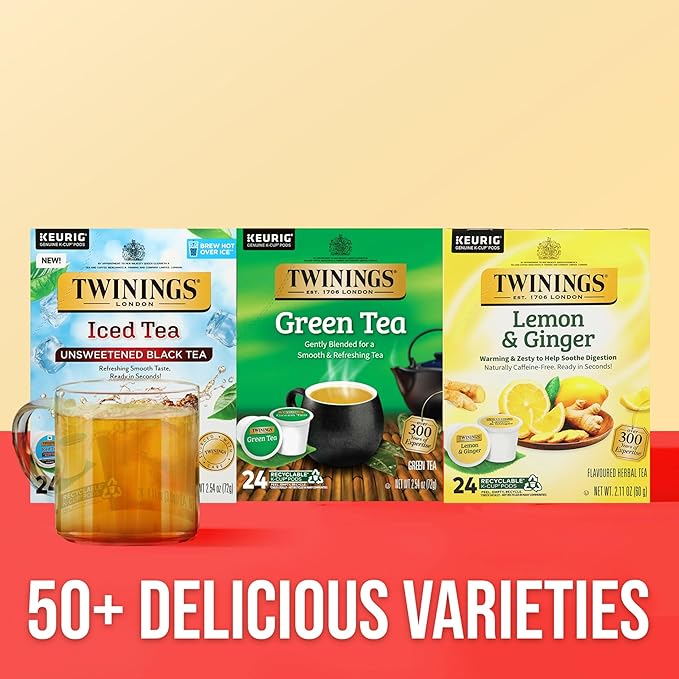 Twinings Green Tea K-Cup Pods for Keurig, 24 Count (Pack of 1), Smooth Flavour, Enticing Aroma, Caffeinated, Enjoy Hot or Iced - Bloomnest