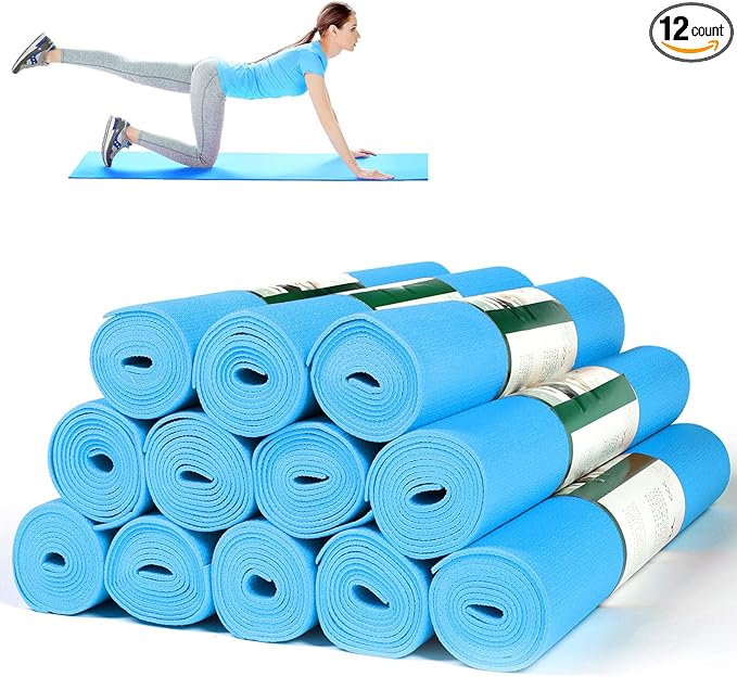 Amylove 12 Pieces Yoga Mats Bulk 68x24x0.12 Inch Exercise Non Slip Fitness Workout Mats for Women Men Home Workout Gym Yoga - Bloomnest