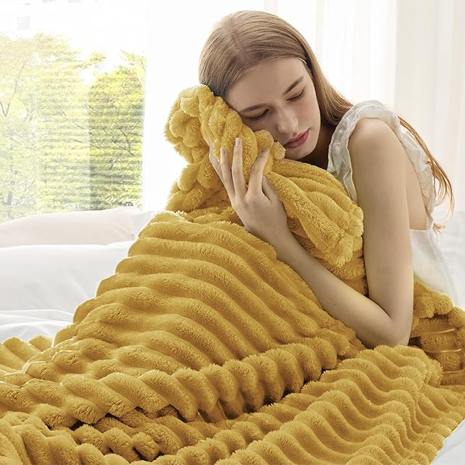 Bedsure GentleSoft Yellow Throw Blanket for Couch - Cozy Soft Fleece Blankets for Women, Cute Small Throws for Girls, Honey, 50x60 Inches - Bloomnest
