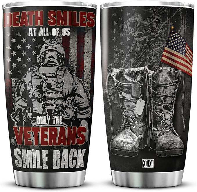 Veterans Day Gifts For Men Husband Stainless Steel Travel Cup With Lid 20oz Veteran Coffee Tumbler Inspiration Gifts Soldier Army Military Gift Ideas Cool Things For Veterans - Bloomnest