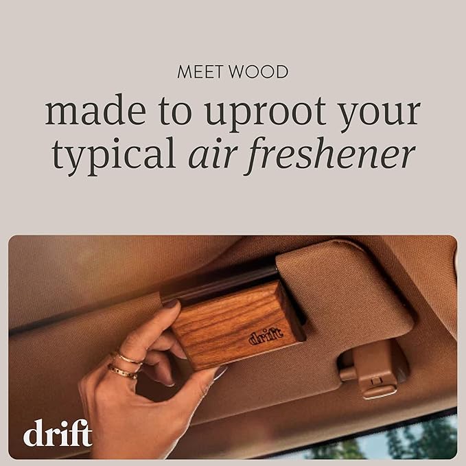 Drift Car Air Freshener - The Original Wood Air Freshener - Car Odor Eliminator - Long Lasting Scent - Auto Accessories - Metal Clip - Essential Oils - Clean Ingredients - Open Air Scent Starter Kit - Bloomnest