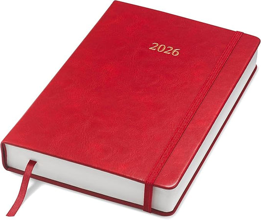 Wykeham's Executive 2026 Daily Journal Planner – US Public Holidays & Format – Customization Available (Crimson, 8.5"×5.5") - Bloomnest