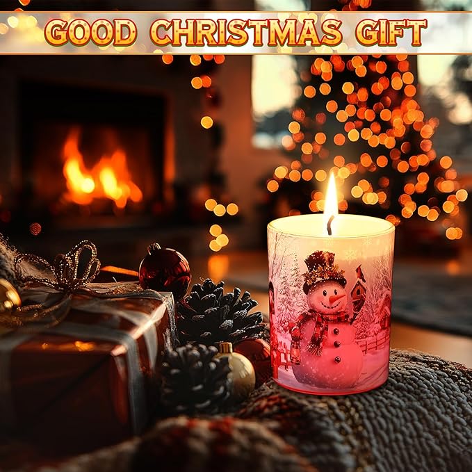 Merry Christmas Candle Jars, LED Xmas Scented Candles Can Change Into Multiple Colors, 7.6oz Soy Wax Fir Holiday Candles for Winter Small Merry Christmas Gifts(Snowman) - Bloomnest