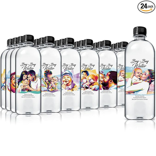 Bay Bay Water - Purified Distilled Water for Babies - 16.9 oz. - Use for Everyday Drinking, Infant Formula, Milk, and Baby Cereal - BPA Free - No Fluoride, Phosphate - Prevent Mineral Overload - (24)
