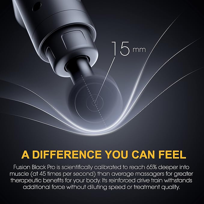 Fusion Black Pro Deep Tissue Massage Gun for Athletes - Percussion Massager for Pain Relief, Muscle Therapy and Relaxation - Bloomnest