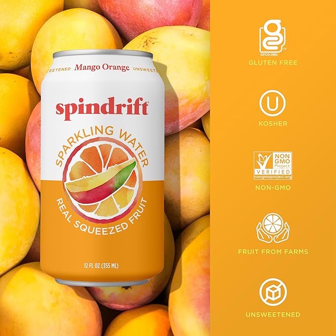 Spindrift Mango Orange Sparkling Water SpindriftSparklingWater