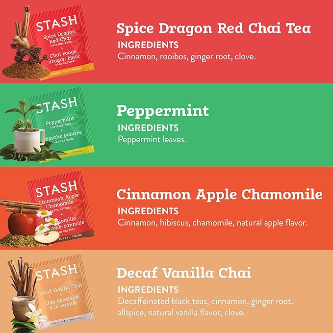 Stash Tea Relax and Unwind Tea Sampler - Assorted Specialty Tea Gift Set, Calming Herbal Teas to Support Relaxation, 7 Flavors, 35 Tea Bags - Bloomnest