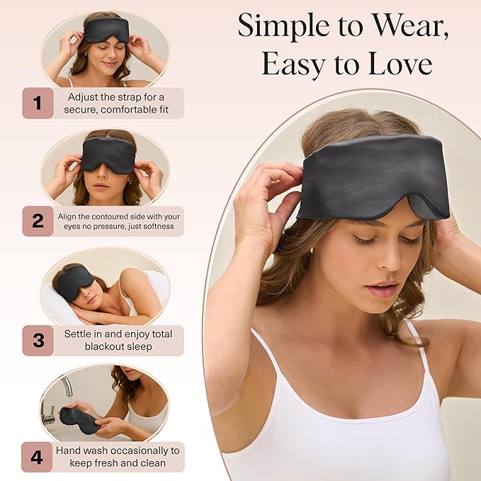 Kitsch Contour Pillow Eye Mask – Softer Than Silk Eye Mask for Sleeping, Blindfold Sleep Masks for Women & Men, No Eye Pressure, Lightweight, Eye Care, Travel Essentials - Charcoal - Bloomnest