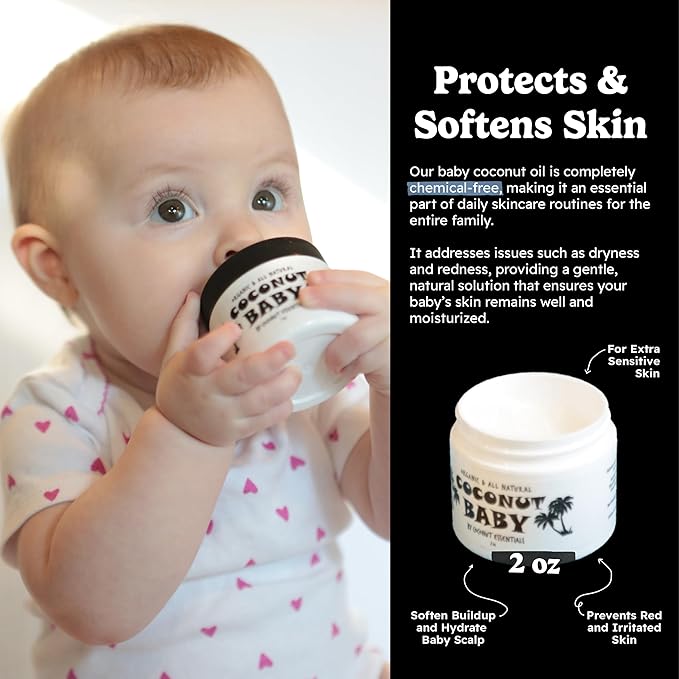 Coconut Baby Oil for Hair & Skin Care, Natural & Organic, Coconut Oil for Cradle Cap, Eczema, Infant Scalp Relief, Hair Oil for Curly Hair - Newborn Moisturizer for Sensitive Skin, Unscented - 2 fl oz - Bloomnest