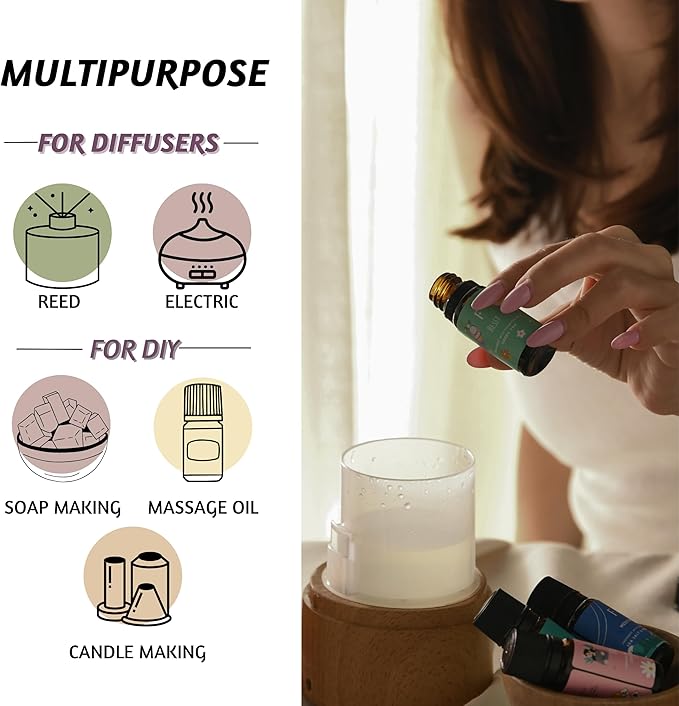 Folkulture Essential Oils for Diffuser Oil | Fall Essential Oils Set of 6 x 0.34 fl oz | 60 ml Fragrance Oil | Diffuser Oils Fall Scents for Home | Vanilla Essentials Oils - Pumpkin Spice - Bloomnest
