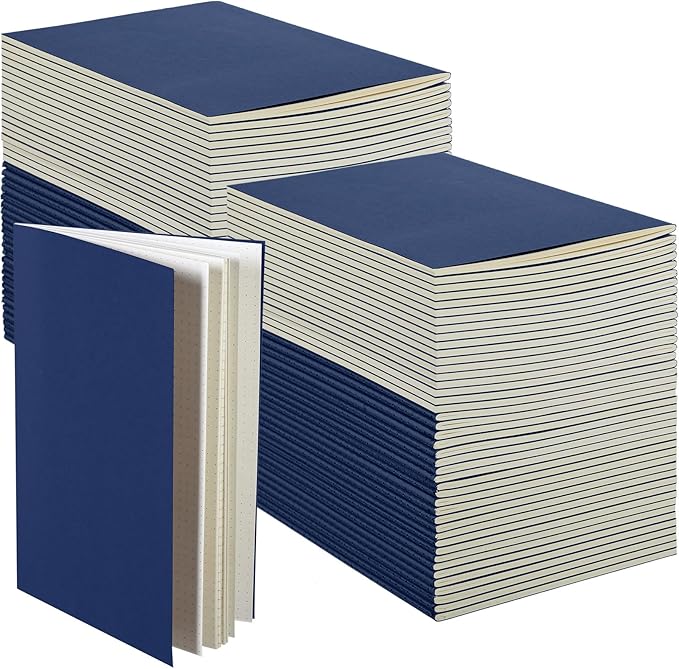Mimorou 100 Pcs Journals Notebooks Bulk - Kraft Softcover A5 Small Notebooks 5.5 Inch x 8.3 Inch Notepads with 60 Page 30 Sheet for Writing Sketch Travel Office Supplies(Navy,Dot) - Bloomnest