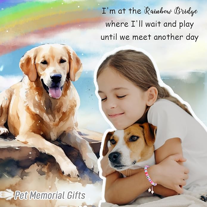 TONY & SANDY Dog Memorial Gifts, Pet Sympathy Rainbow Bridge Pet Memorial Bracelet for Men Women Girls Who Loss of Beloved Dog Cat - Bloomnest