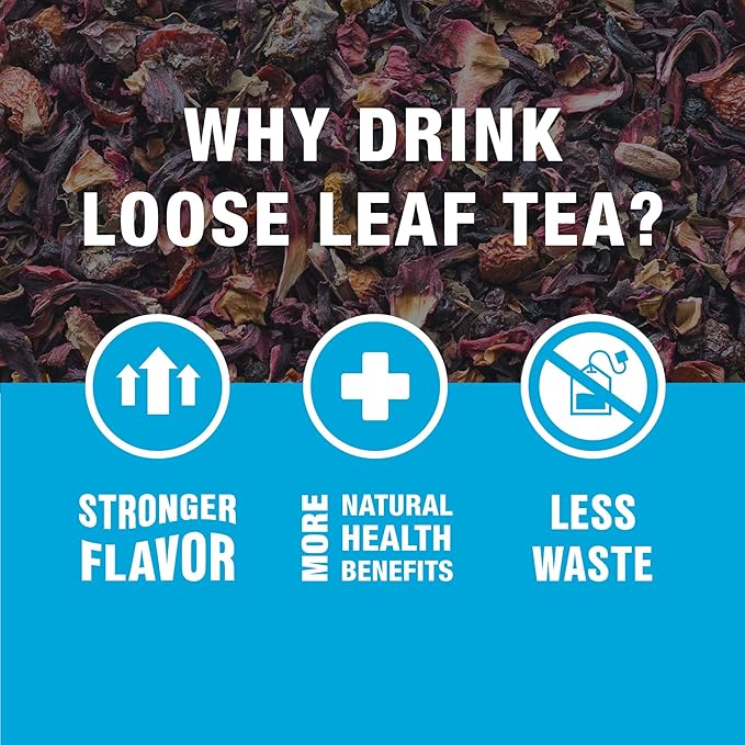 Tiesta Tea - Cranberry Hibiscus Rooibos Tea, Fireberry, Loose Leaf, Herbal Blend with Hibiscus, Cranberry, Currants & Rooibos, Enjoy Hot or Iced, 1.7oz Resealable Pouch, 25 Cups - Bloomnest